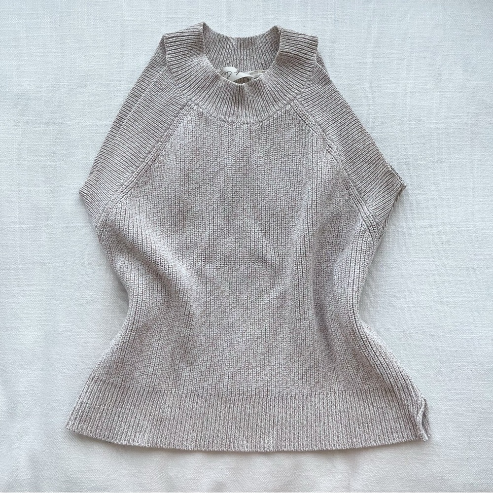 RD Style Halter Sleeveless Oat Beige Knit Sweater Top